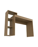 Fm Furniture Salome Computer Desk with Open Storage, Natural Oak