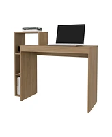 Fm Furniture Salome Computer Desk with Open Storage, Natural Oak