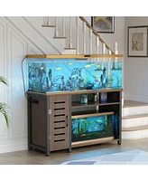 gaomon 55-75 Gallon Fish Tank Stand with Power Outlets, Heavy Duty Metal Aquarium Stand with Cabinet for Fish Tank Accessories Storage