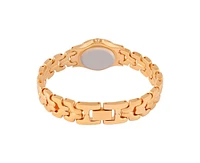 Peugeot Womens Round 25mm 14K Gold Plated Wrist Watch- Mother of Pearl Dial