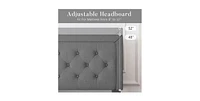 Slickblue Linen Upholstered Platform Bed with Button-Tufted Headboard