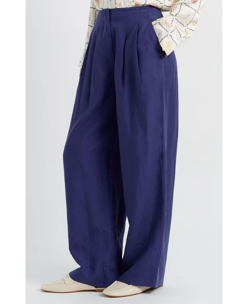 Chinti and Parker Women's & Linen Blend Wide Leg Trousers