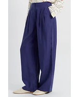 Chinti and Parker Women's & Linen Blend Wide Leg Trousers