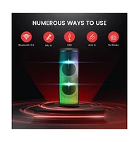 Pyle Dual 12" Bluetooth Portable Pa Party Speaker with Led Lights, Rechargeable Battery & Fm Radio