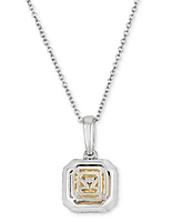 Le Vian Sunny Yellow Diamond & Vanilla Diamond Halo 18" Pendant Necklace (3/4 ct. t.w.) in 14k Two-Tone Gold