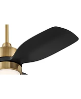 Casa Vieja 36" Verdin Modern Indoor Outdoor Ceiling Fan 3 Blade Led Light Remote Control Brass Finish Black Blades Bedroom Living Room Kitchen Garage
