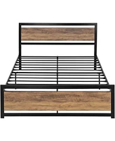 Slickblue Platform Bed Frame with Wood Panel Headboard and Footboard for Stylish Bedroom Design