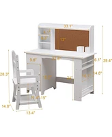 gaomon Kids Study Desk and Chair Set, Features Bookshelf, Bulletin Board, and Cabinets