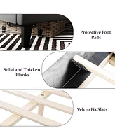 gaomon Strong Wood Slat Support Bed Frame with Button Tufted