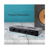 Pyle 4-Channel Speaker Selector System - Multi-Zone Audio Receiver for Home Theater