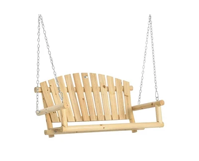 Slickblue 2-Seater Wooden Hanging Porch Swing for Stylish Outdoor Seating