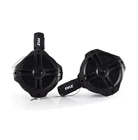 Pyle Dual 6.5" Led Marine Wakeboard Speakers - Water Resistant with Programmable Multi-Color Led Lights, 200W, Remote Control (Black)