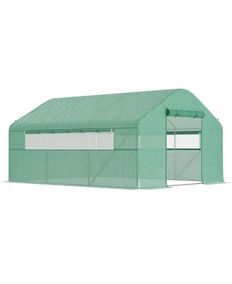 Outsunny 13' x 10' Hoop House with Large Windows Tunnel house,