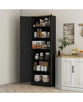 Homcom 67" Kitchen Pantry Storage Cabinet w/ Shelves, Distressed