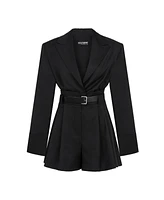 Nocturne Women's Belted Long Sleeve Romper