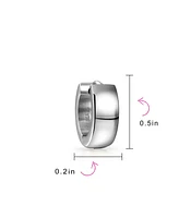 Bling Jewelry Simple Basic Polished Round Huggie Hoop Kpop Earrings Stainless Steel