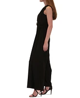Robbie Bee Women's Belted Sleeveless Wide-Leg Jumpsuit