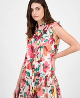 julia jordan Women's Floral-Print Ruffle-Sleeve Mini Dress