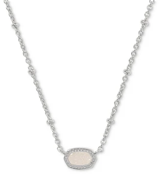 Kendra Scott Rhodium-Plated Mini Elisa Satellite Drusy Stone Adjustable Pendant Necklace, 15" + 4" extender