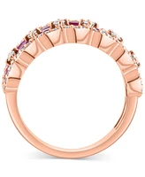 Effy Ruby (3-1/3 ct. t.w.) & Diamond (1/2 ct. t.w.) Multirow Statement Ring in 14k Rose Gold