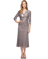 Alex Evenings Sequined A-Line Midi Dress and Jacket