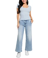 Guess Women's Zoya Faded Mid-Rise Wide-Leg Jeans