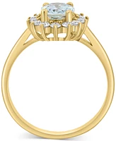 Effy Collection Diamond (3/8 ct. t.w.) & Aquamarine (1 ct. t.w.) Ring in 14k Gold