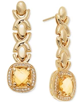 Citrine (3-5/8 ct. t.w.) & White Topaz (1/2 ct. t.w.) Xoxo Link Drop Earrings in 14k Gold-Plated Sterling Silver