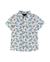 Andy & Evan Big Boys Toddler/Child Grey Dino Print Short Sleeve Shirt