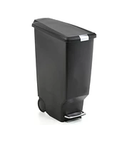 Slickblue 10-Gallon Narrow Kitchen Trash Can with Step-On Lid for Easy Waste Disposal