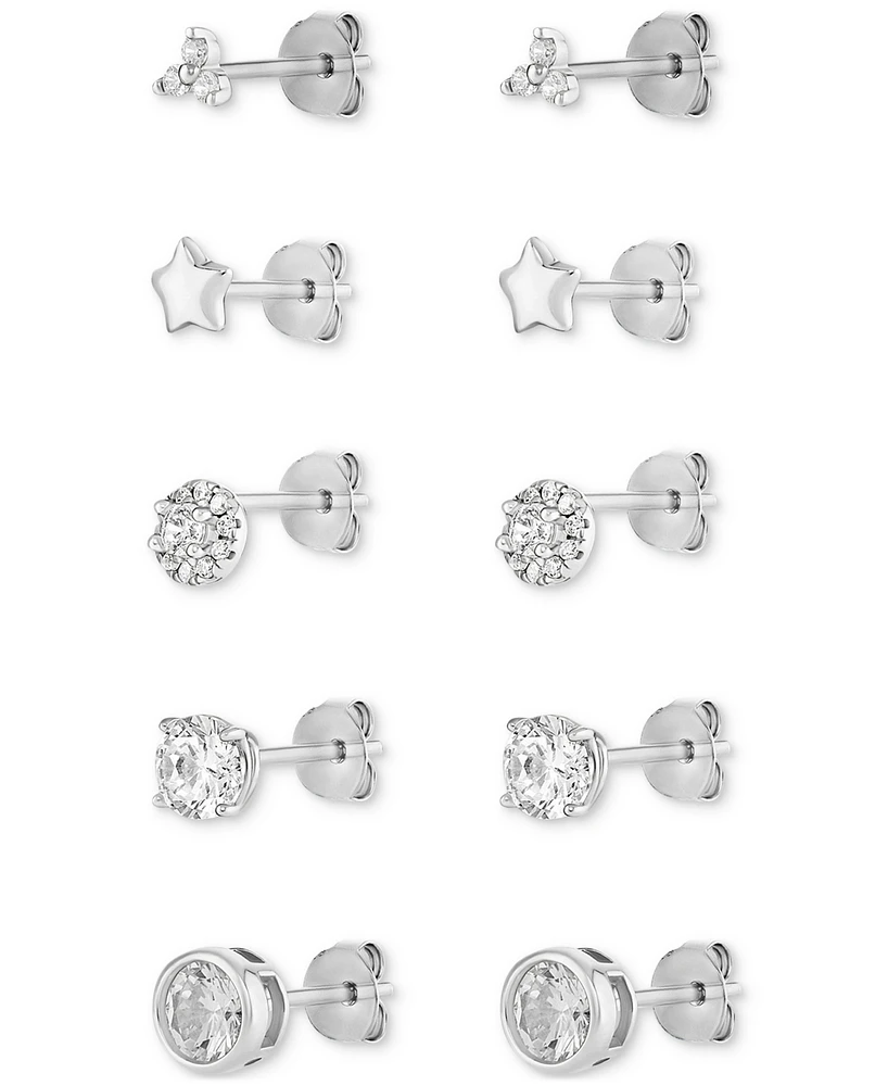 Giani Bernini 5-Pc. Set Cubic Zirconia Stud Earrings in Sterling Silver, Exclusively at Macy's