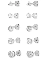 Giani Bernini 5-Pc. Set Cubic Zirconia Stud Earrings in Sterling Silver, Exclusively at Macy's
