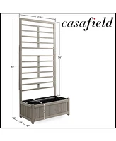 Casafield Set of Two Wooden Climbing Planter Box - Raised Garden Bed with Trellis Plant Stand for Outdoor