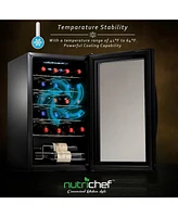 NutriChef 24-Bottle Wine Chilling Refrigerator, Digital Touch Control, Compressor Cooling, Led Display