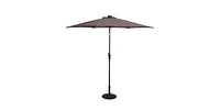 Slickblue Tan 9-Ft Patio Umbrella with Steel Pole Crank Tilt and Solar Led Lights