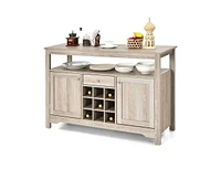 Slickblue Wood Sideboard Buffet Server Cabinet with Wine Rack and Storage Shelf