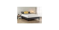 Slickblue Upholstered Platform Bed Frame with Mid-Century Style Legs for Modern Bedroom Decor