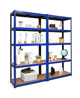 Gymax 2PCS 72'' Metal 5-Tier Garage Storage Rack Shelf Adjustable Freestanding