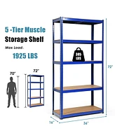 Gymax 4PCS 72'' Metal 5-Tier Garage Storage Rack Shelf Adjustable Freestanding