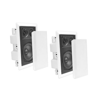 Pyle 8.0" In-Wall / Ceiling Speakers - 2-Way Stereo Sound, 400W Max Power, Flush Mount, White