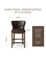 Maven Lane Hugo Counter Stool in Walnut Finish w/ Marksman Saddle Leather