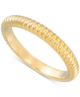 Signature Gold Ribbed Bangle Bracelet in 14k Gold Over Resin