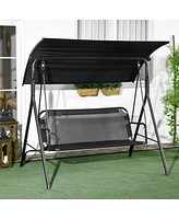 Outsunny 3-Seat Outdoor Patio Swing w/ Canopy & Cushion, 1