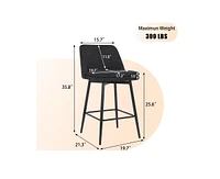 The Pop Home Set of 2 Counter Height Bar Stools, 360° Swivel Upholstered Barstools with Metal Legs-The