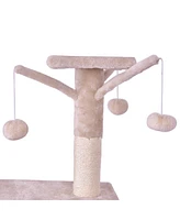 Gymax 56'' Cat Tree Kitten Pet Play House Furniture Condo Scratching Posts Ladder