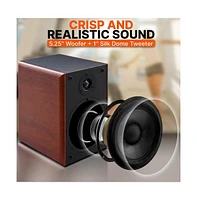 Pyle 5.25" Home Theater Bookshelf Speakers, 1" Silk Dome Tweeter and Aluminum Voice Coils, Pair (Black)