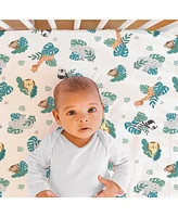 The Peanutshell Safari Adventures 7 Piece Baby Nursery Crib Bedding Set, Quilt, Crib Sheets, Crib Skirt, and Changing Pad Cover