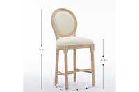 The Pop Home Solid Wood Bar Stools Set of 2, French Country Style Chairs with Upholstered Cushions and Backrest-The