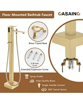 Casainc Freestanding Single Handle Floor Mounted Roman Tub Faucet Bathtub Filler with Hand Shower