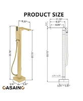 Casainc Freestanding Single Handle Floor Mounted Roman Tub Faucet Bathtub Filler with Hand Shower